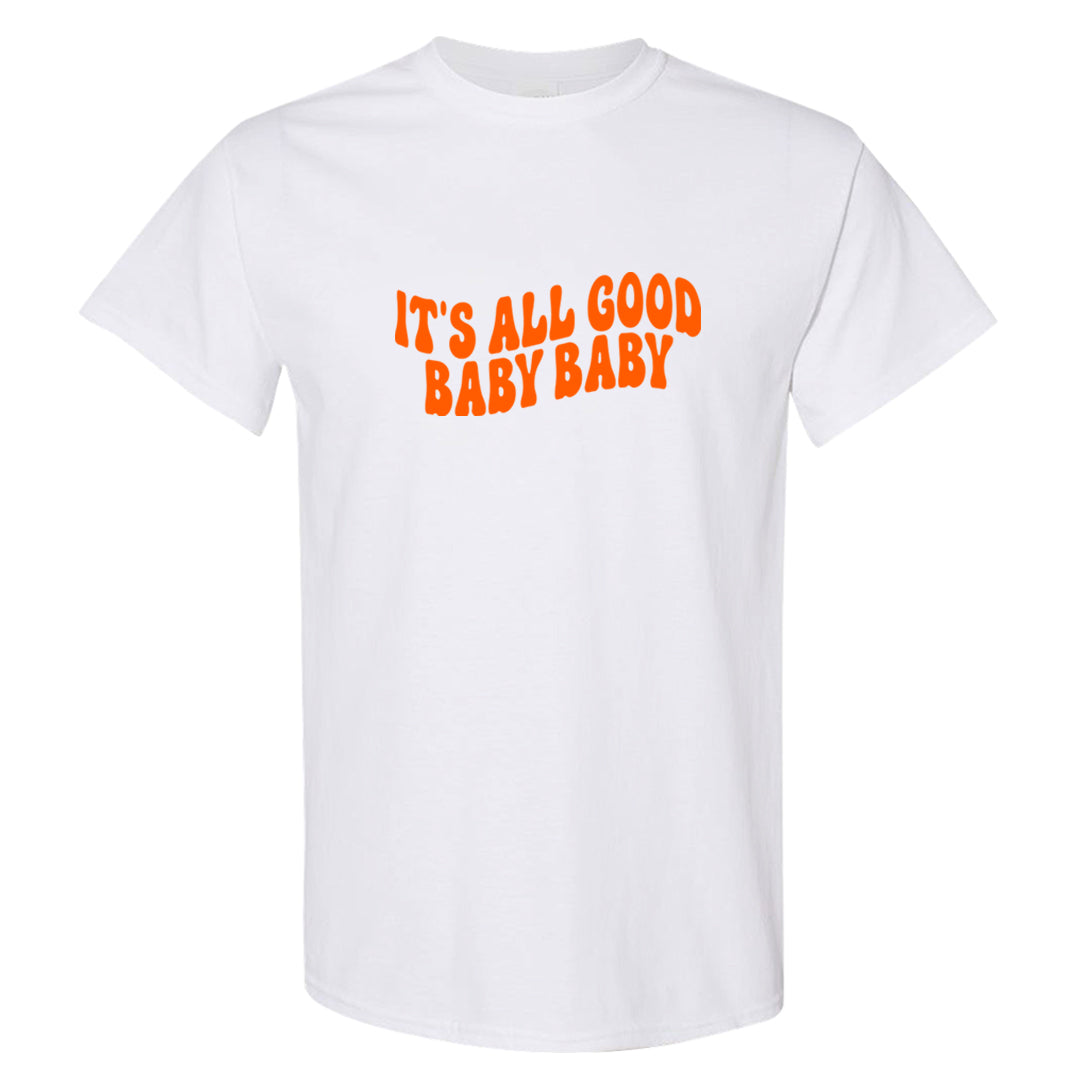 Brilliant Orange 12s T Shirt | All Good Baby, White