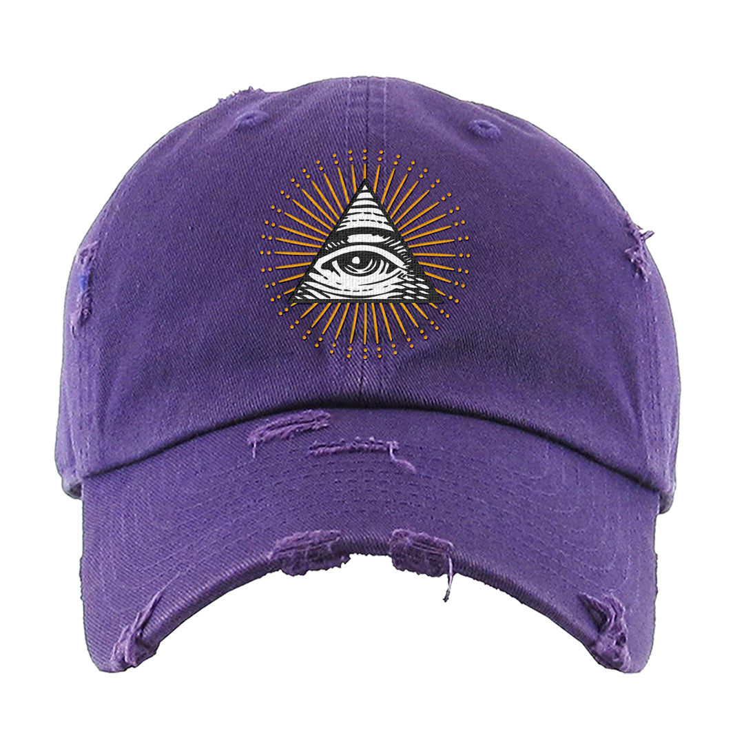 Field Purple 12s Distressed Dad Hat | All Seeing Eye, Purple