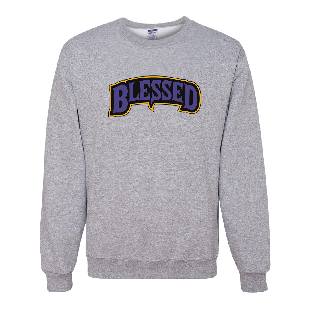 Field Purple 12s Crewneck Sweatshirt | Blessed Arch, Ash