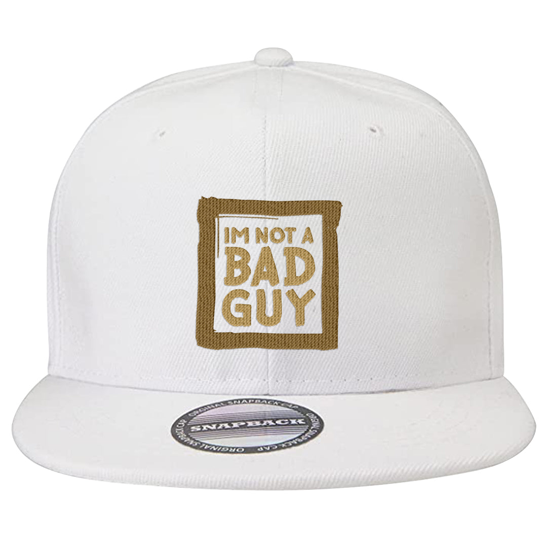 Metallic Gold Retro 1s Snapback Hat | I'm Not A Bad Guy, White