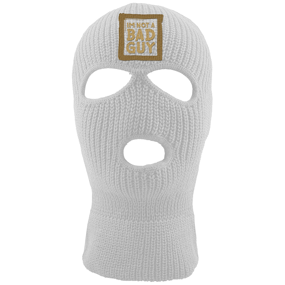 Metallic Gold Retro 1s Ski Mask | I'm Not A Bad Guy, White