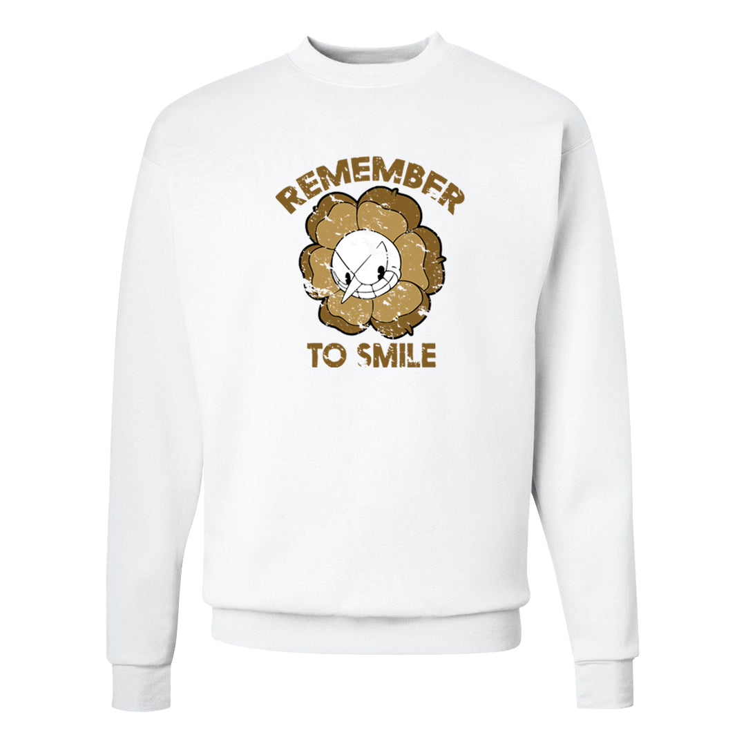 Metallic Gold Retro 1s Crewneck Sweatshirt | Remember To Smile, White