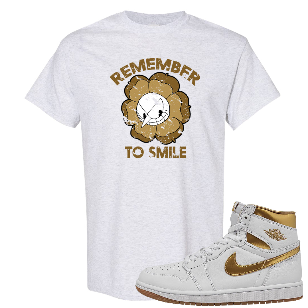 Metallic Gold Retro 1s T Shirt | Remember To Smile, Ash