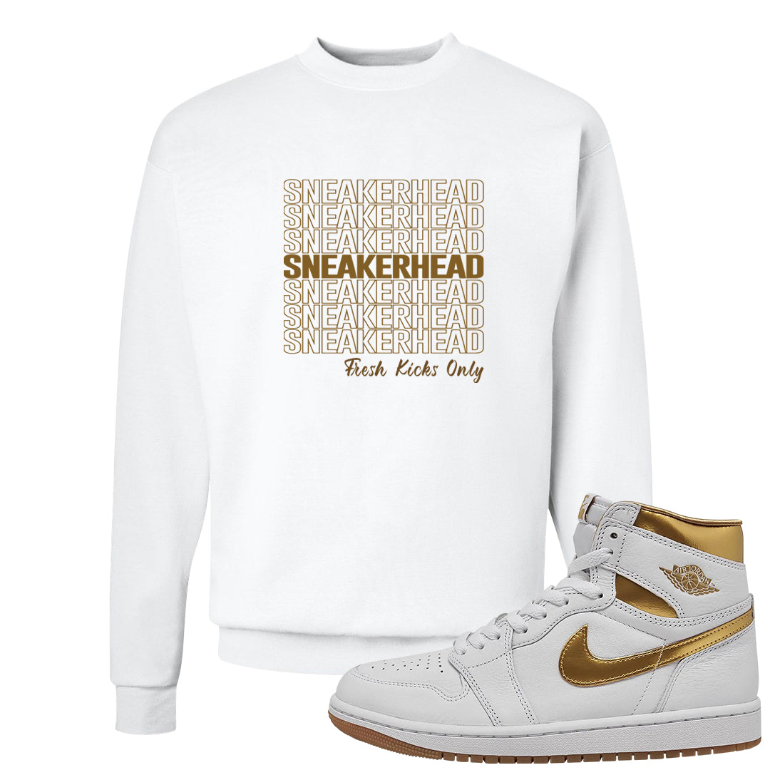 Metallic Gold Retro 1s Crewneck Sweatshirt | Thank You Sneakers, White