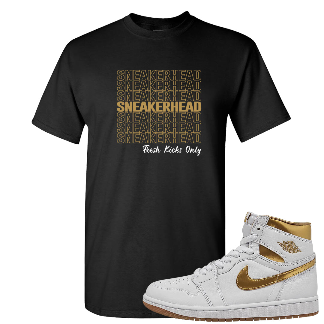 Metallic Gold Retro 1s T Shirt | Thank You Sneakers, Black