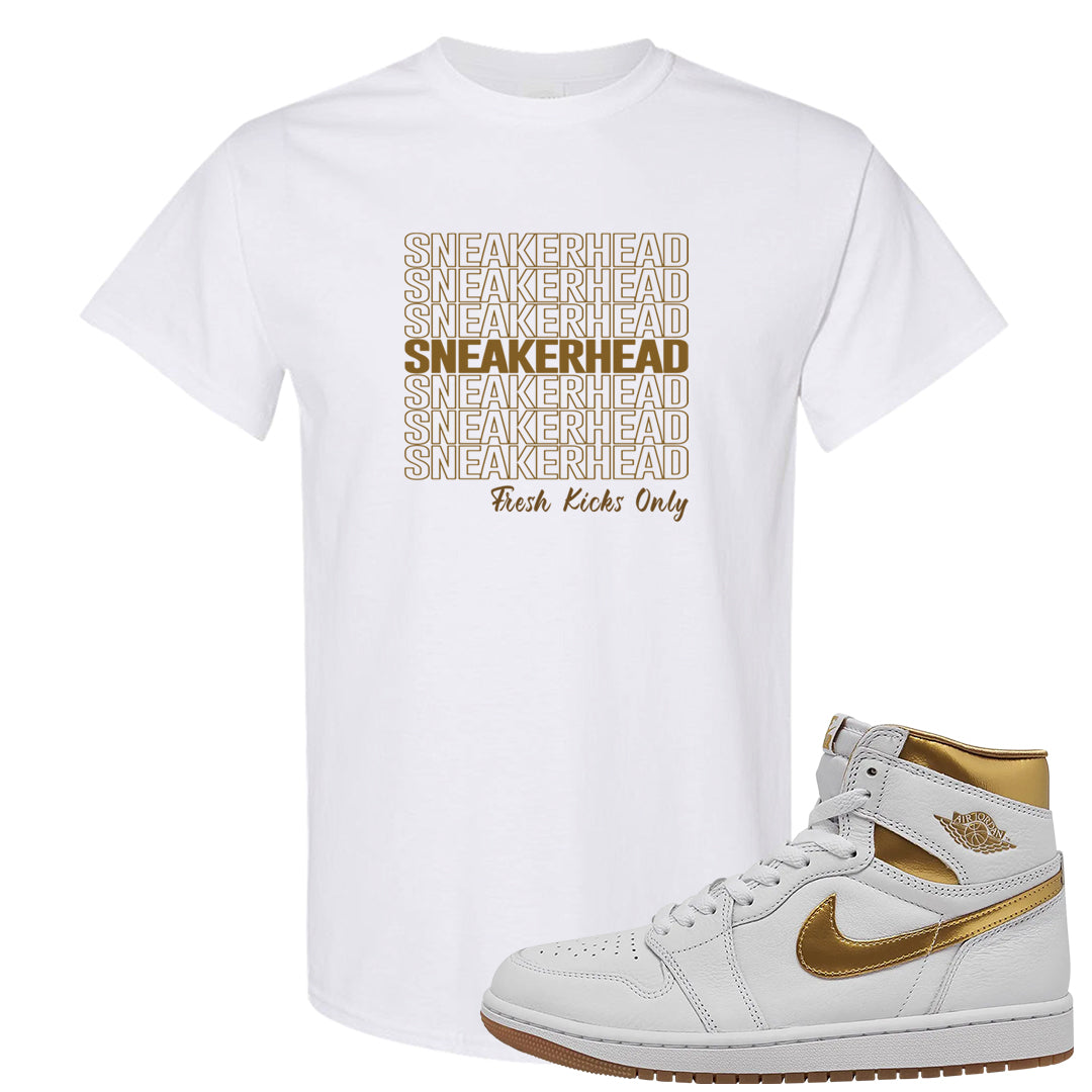 Metallic Gold Retro 1s T Shirt | Thank You Sneakers, White