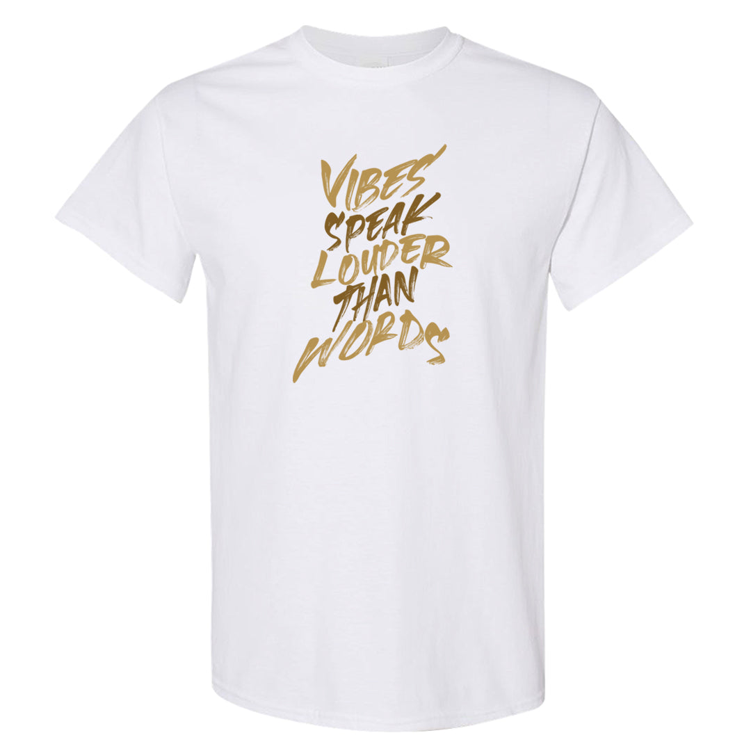 Metallic Gold Retro 1s T Shirt | Vibes Speak Louder Than Words, White