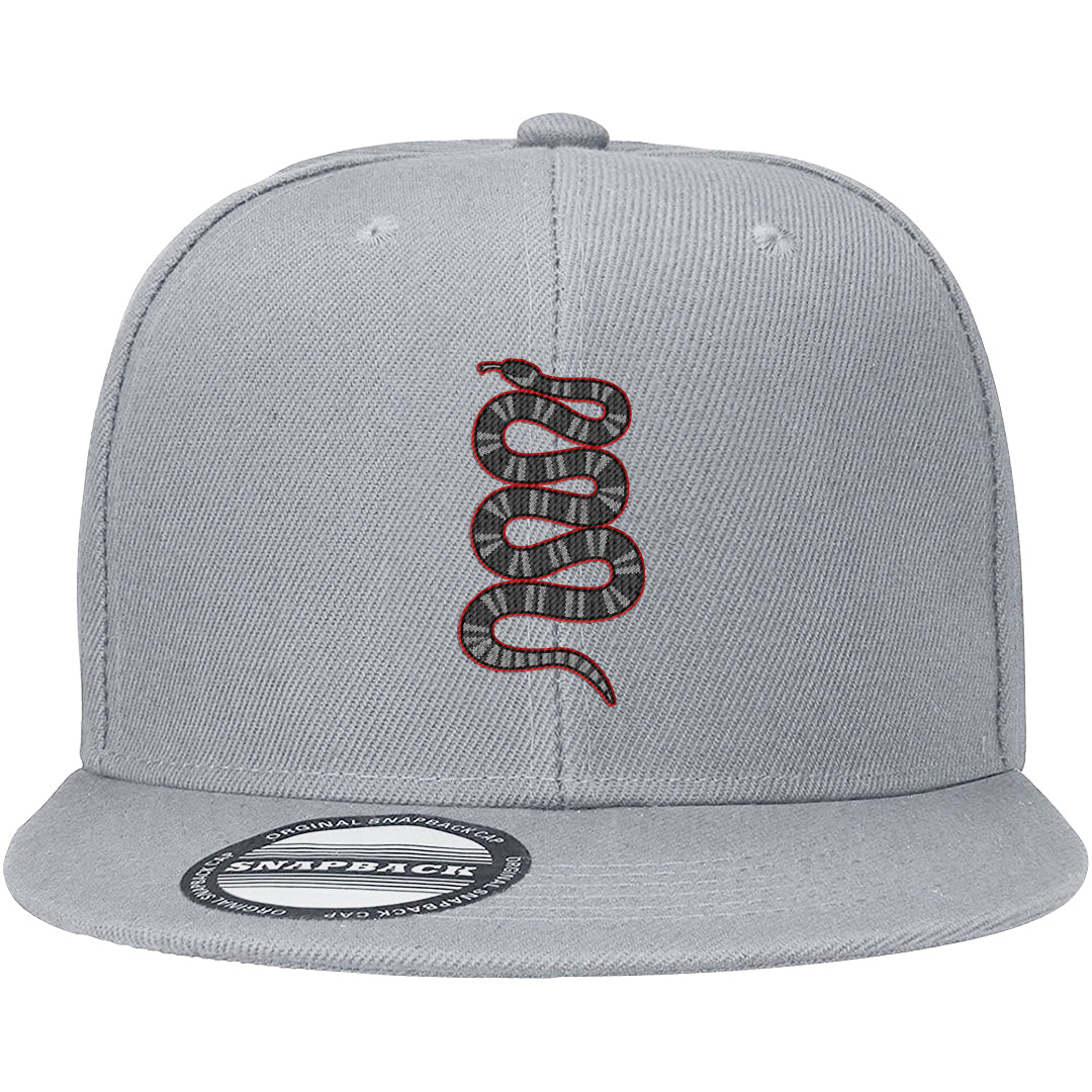 Black Cement 2s Snapback Hat | Coiled Snake, Light Gray