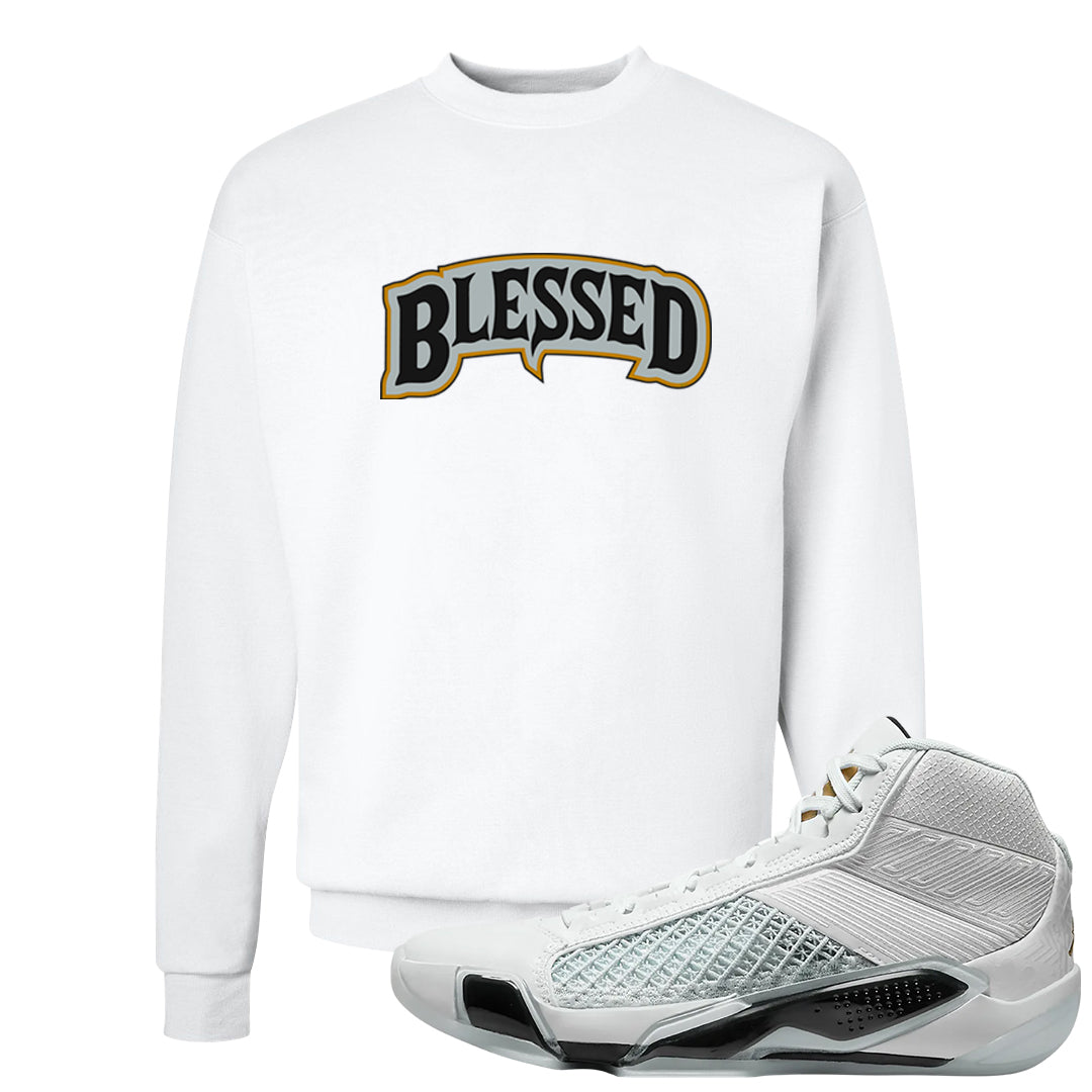 Colorless 38s Crewneck Sweatshirt | Blessed Arch, White