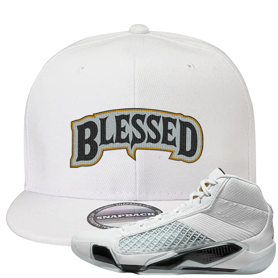 Colorless 38s Snapback Hat | Blessed Arch, White