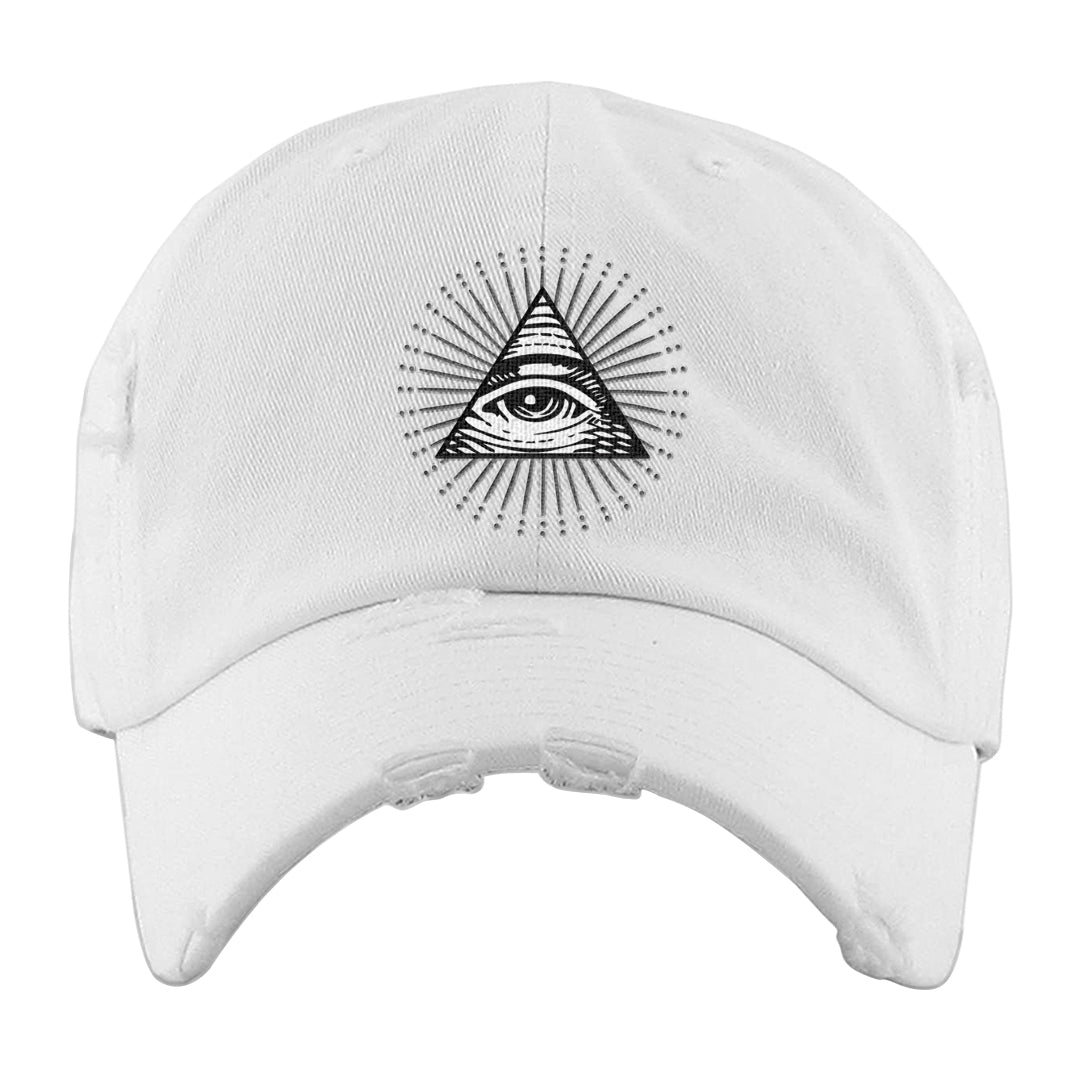 Oreo 3s Distressed Dad Hat | All Seeing Eye, White