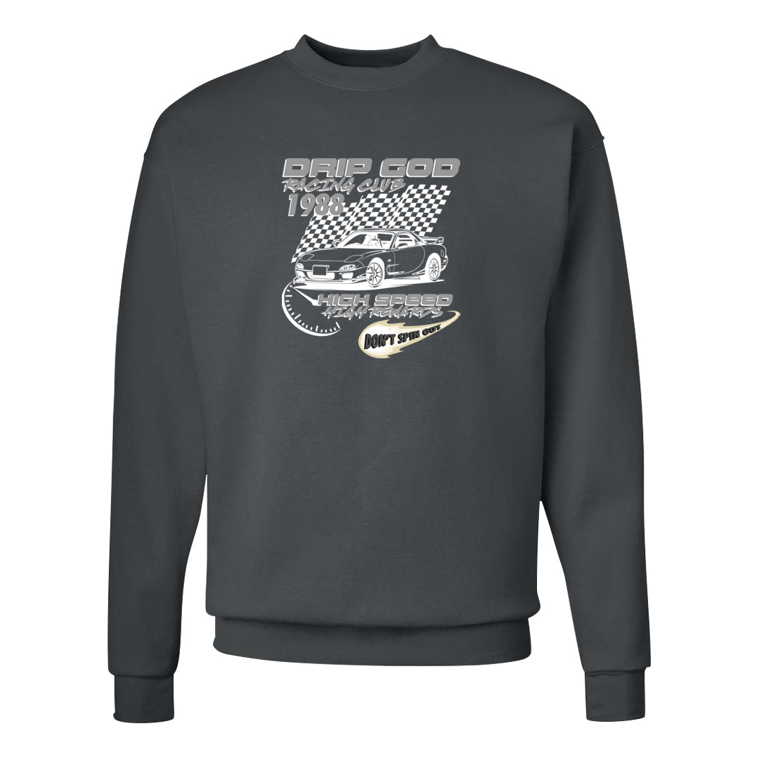 Frozen Moments 4s Crewneck Sweatshirt | Drip God Racing Club, Smoke Grey
