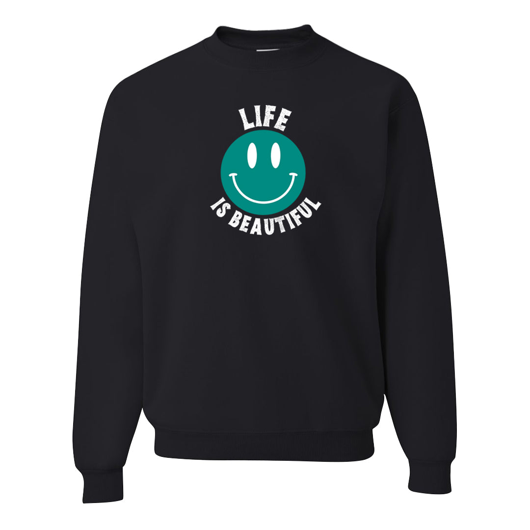 Stadium Green 95s Crewneck Sweatshirt | Smile Life Is Beautiful, Black