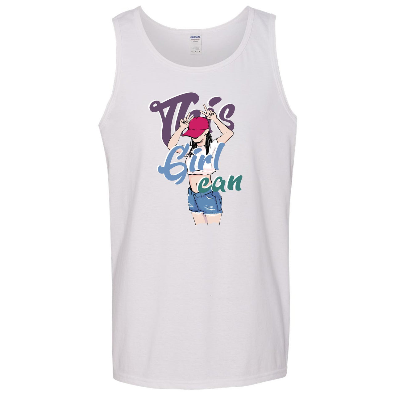 Mystic Green 200s Mens Tank Top | This Girl Can, White