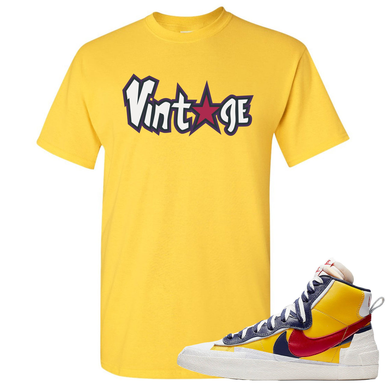 Varsity Maize Mid Blazers T Shirt | Vintage with Star Logo, Yellow