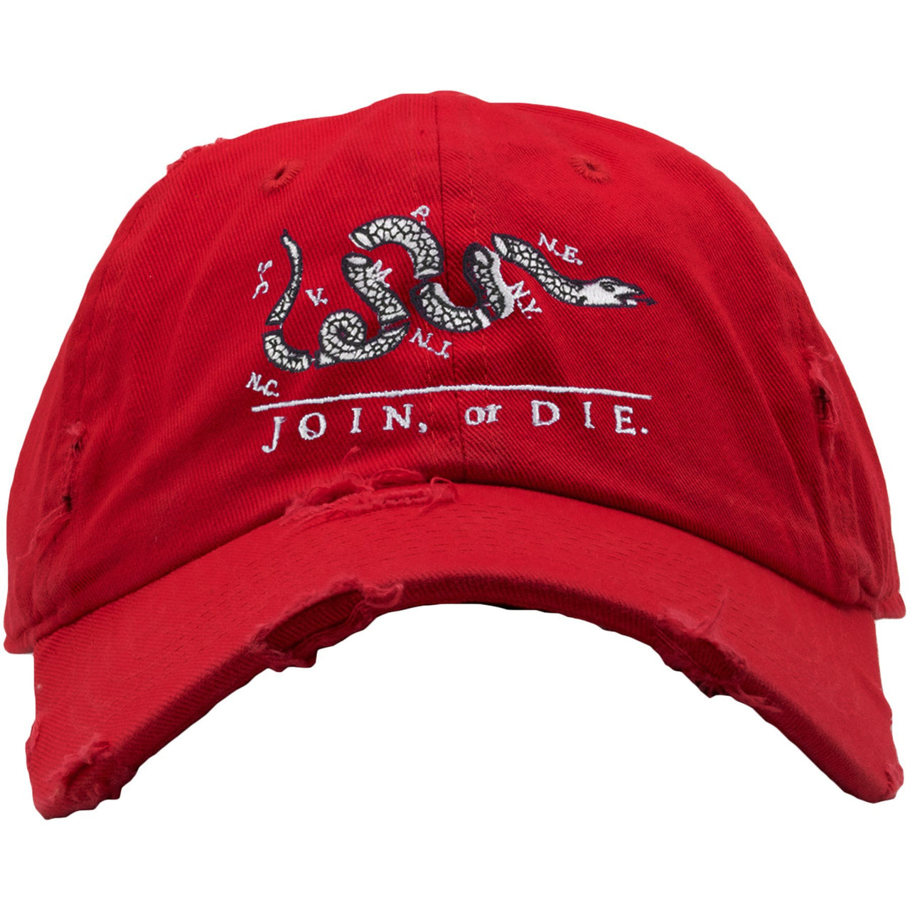 Snakeskin Foam Ones Distressed Dad Hat | Join or Die, Red