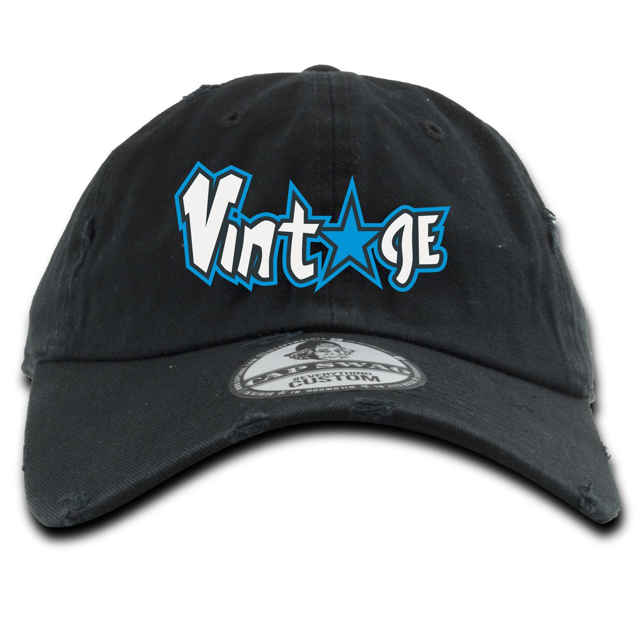 University Blue Blazers Distressed Dad Hat | Vintage Logo with Star, Black