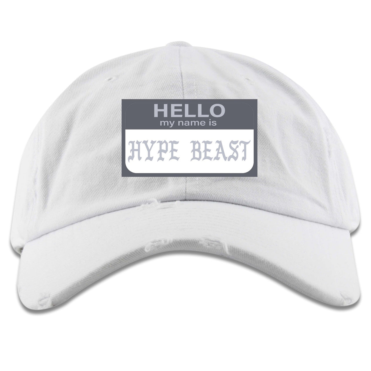Analog 700s Distressed Dad Hat | Hello My Name Is Hype Beast Pablo, White