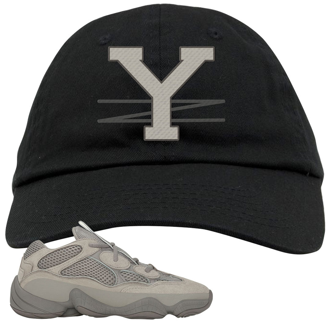 Ash Grey 500s Dad Hat | YZ, Black