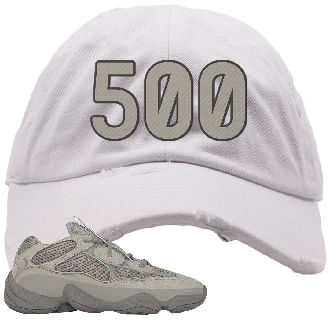 Ash Grey 500s Distressed Dad Hat | 500, White