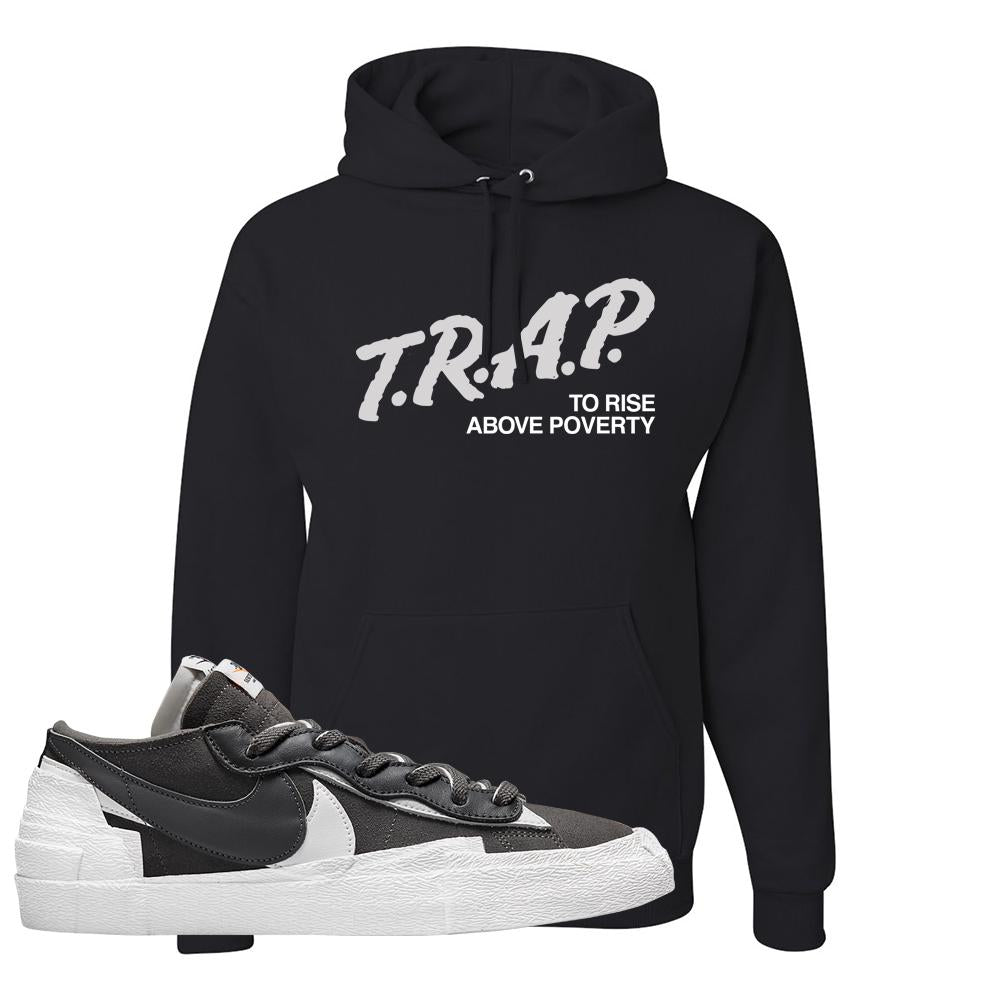 Iron Grey Low Blazers Hoodie | Trap To Rise Above Poverty, Black