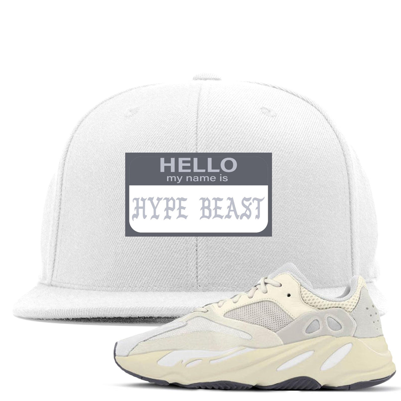 Analog 700s Snapback | Hello My Name Is Hype Beast Pablo, White