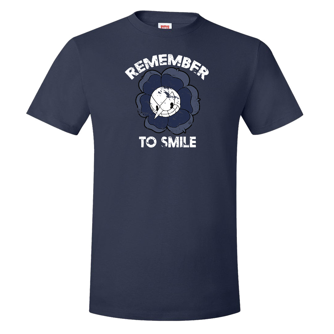 Midnight Navy Metallic Silver 11s T Shirt | Remember To Smile, Navy Blue