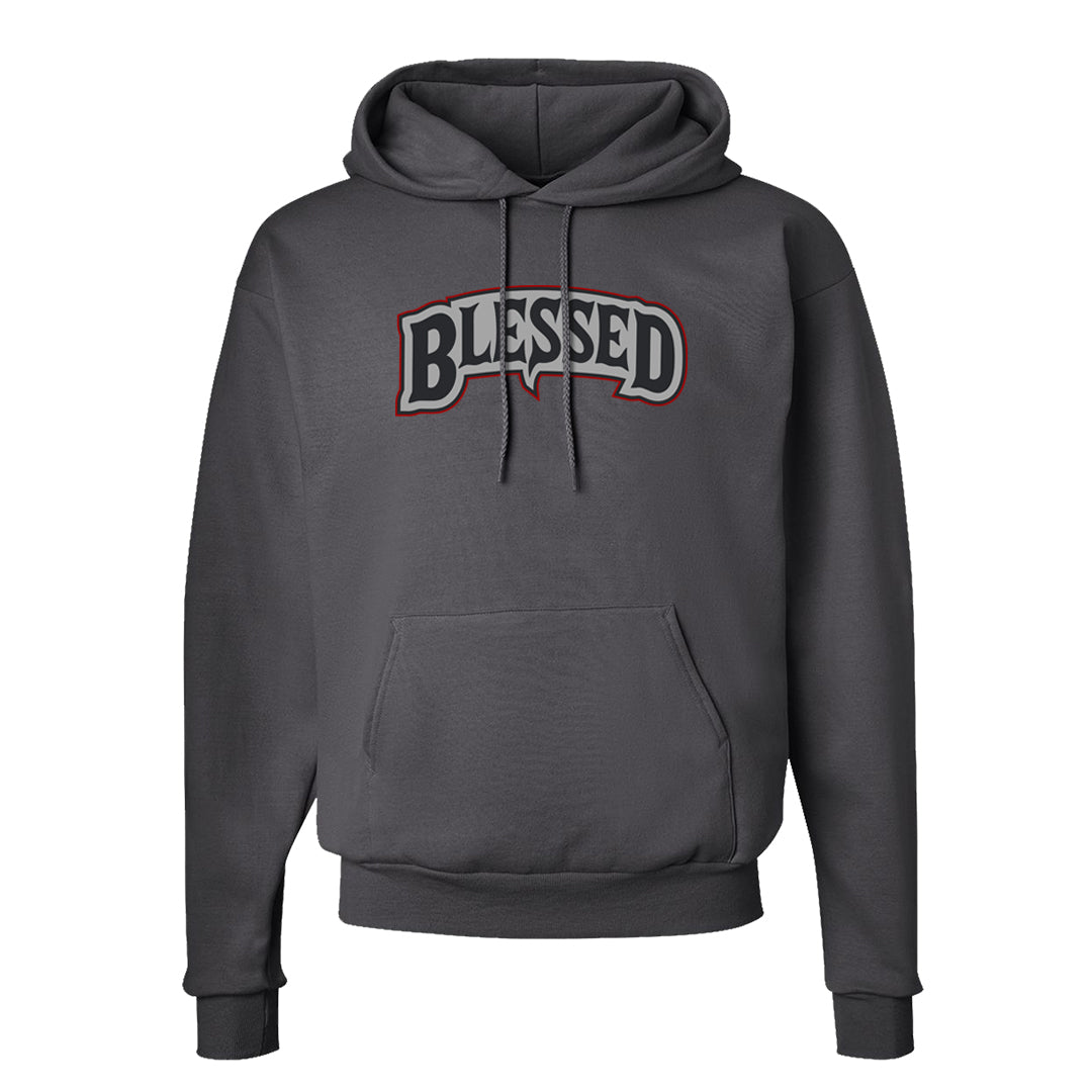 Metallic Silver Low 14s Hoodie | Blessed Arch, Smoke Grey