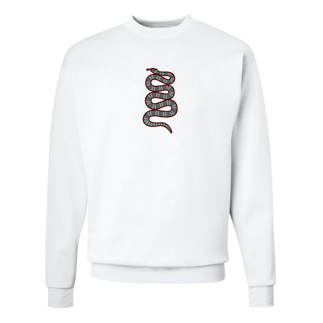 Metallic Silver Low 14s Crewneck Sweatshirt | Coiled Snake, White