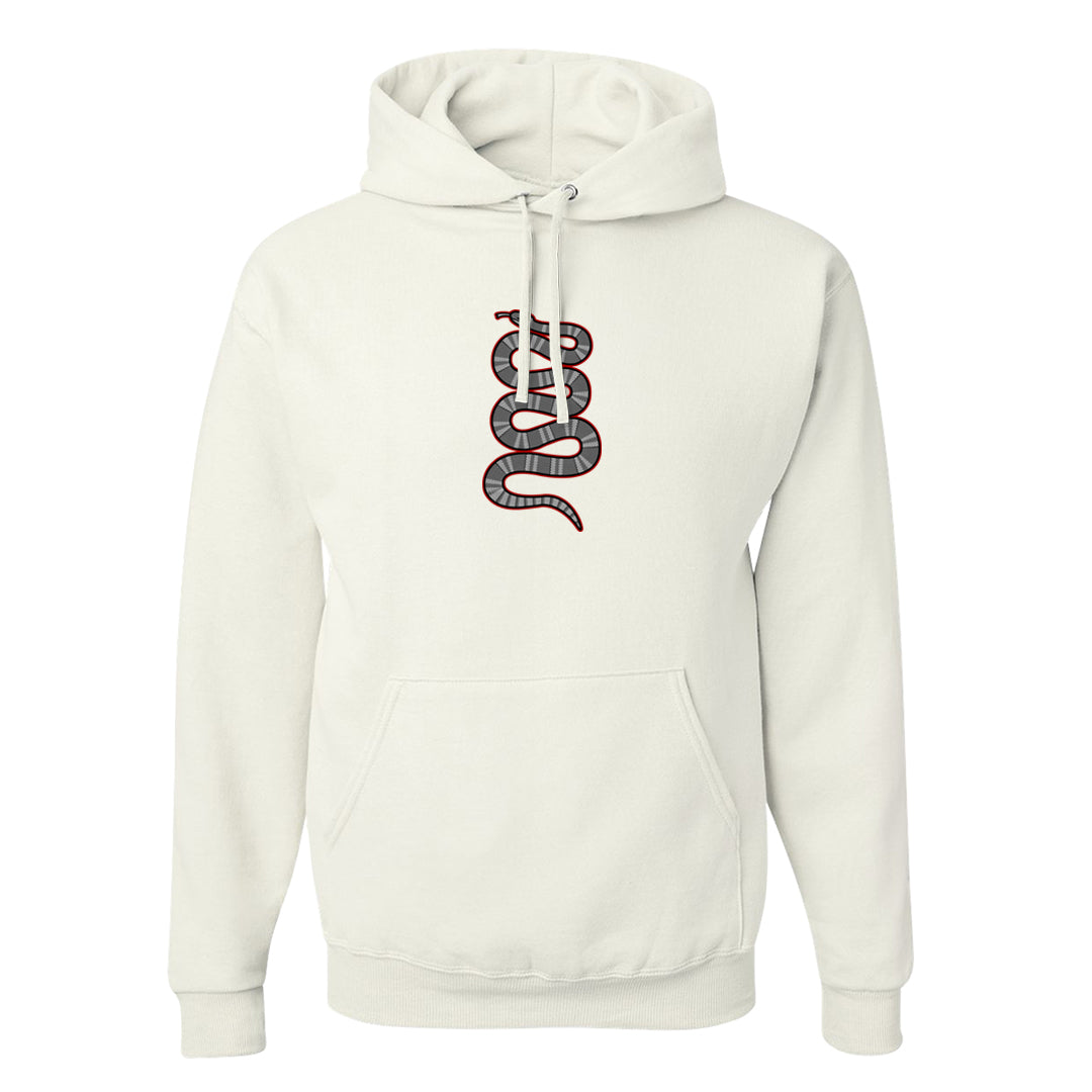 Metallic Silver Low 14s Hoodie | Coiled Snake, White