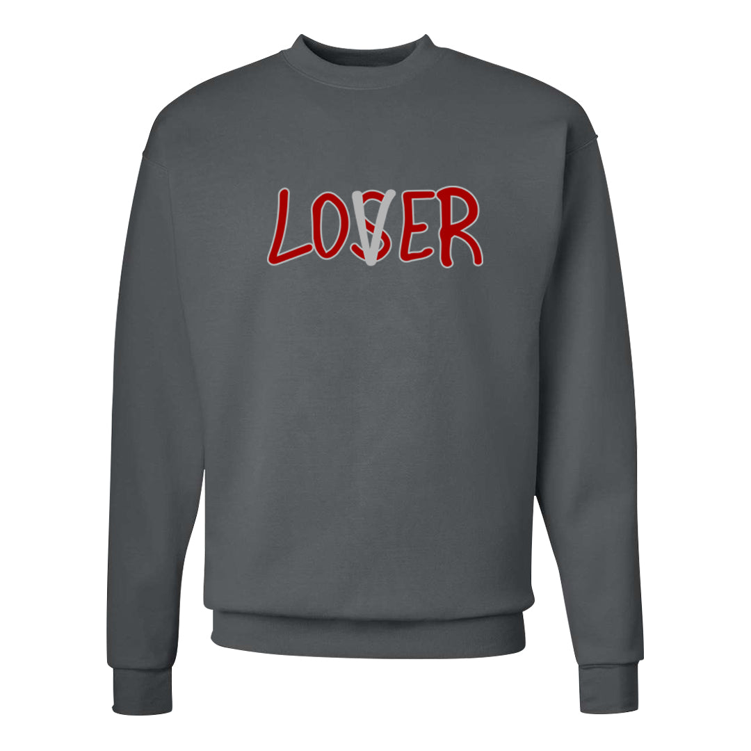 Metallic Silver Low 14s Crewneck Sweatshirt | Lover, Smoke Grey