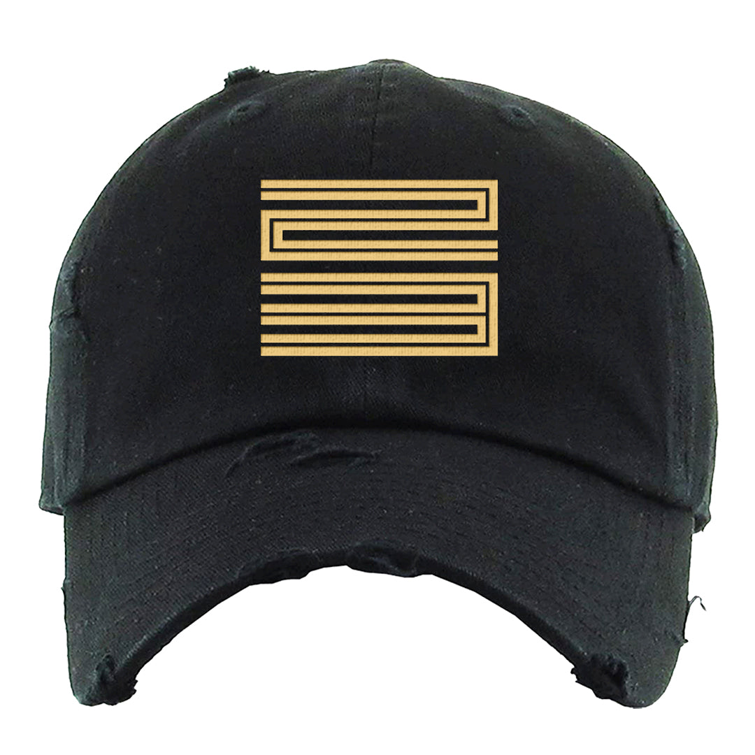 Ginger 14s Distressed Dad Hat | Double Line 23, Black