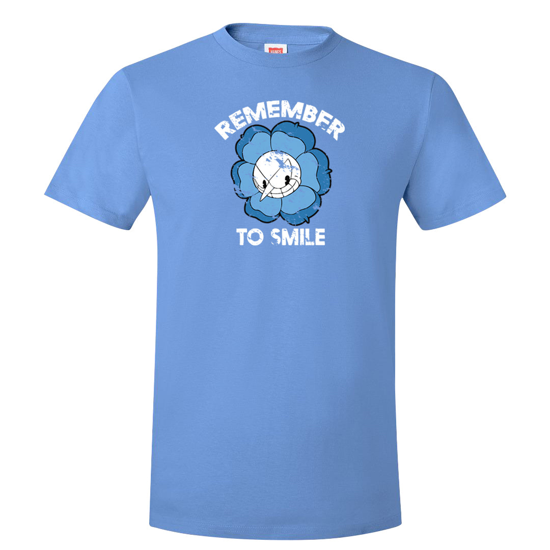On To The Next Mid Questions T Shirt | Remember To Smile, Carolina Blue