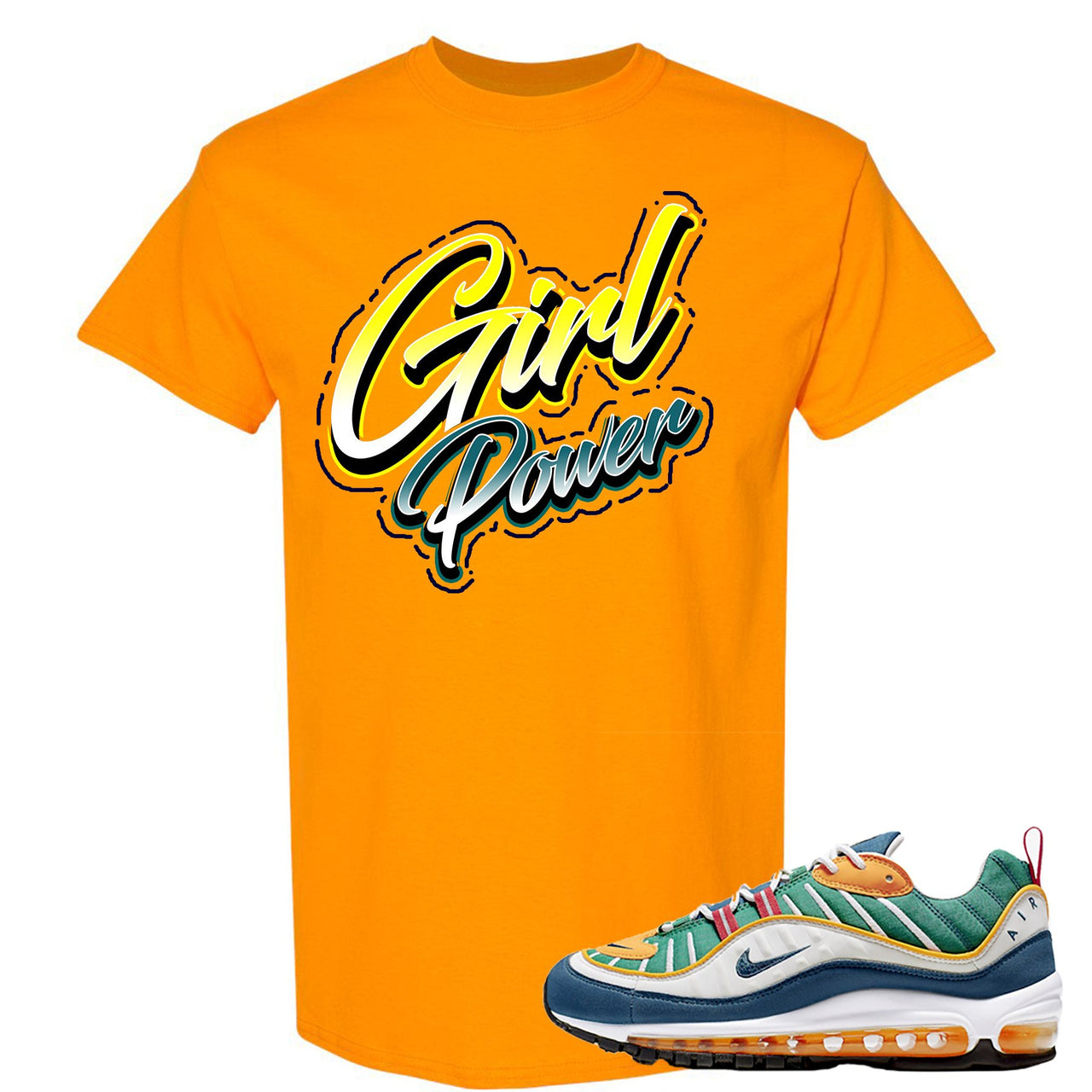Multicolor 98s T Shirt | Girl Power, Gold Yellow