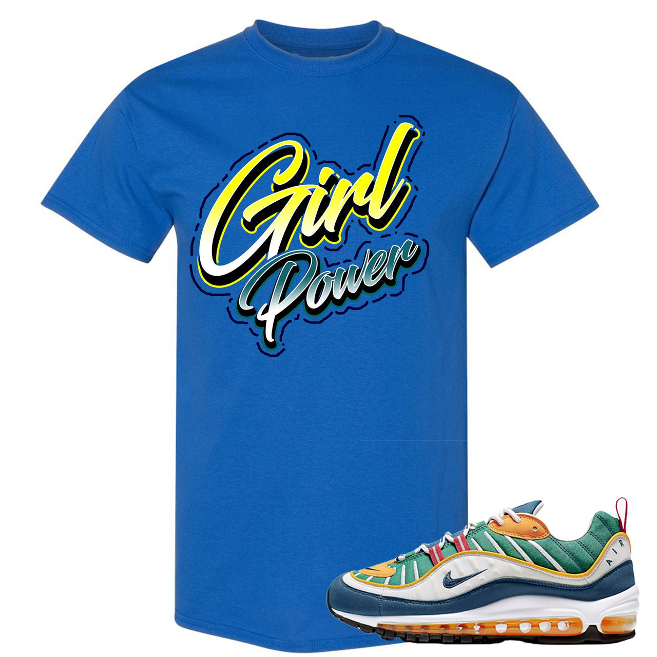 Multicolor 98s T Shirt | Girl Power, Royal Blue