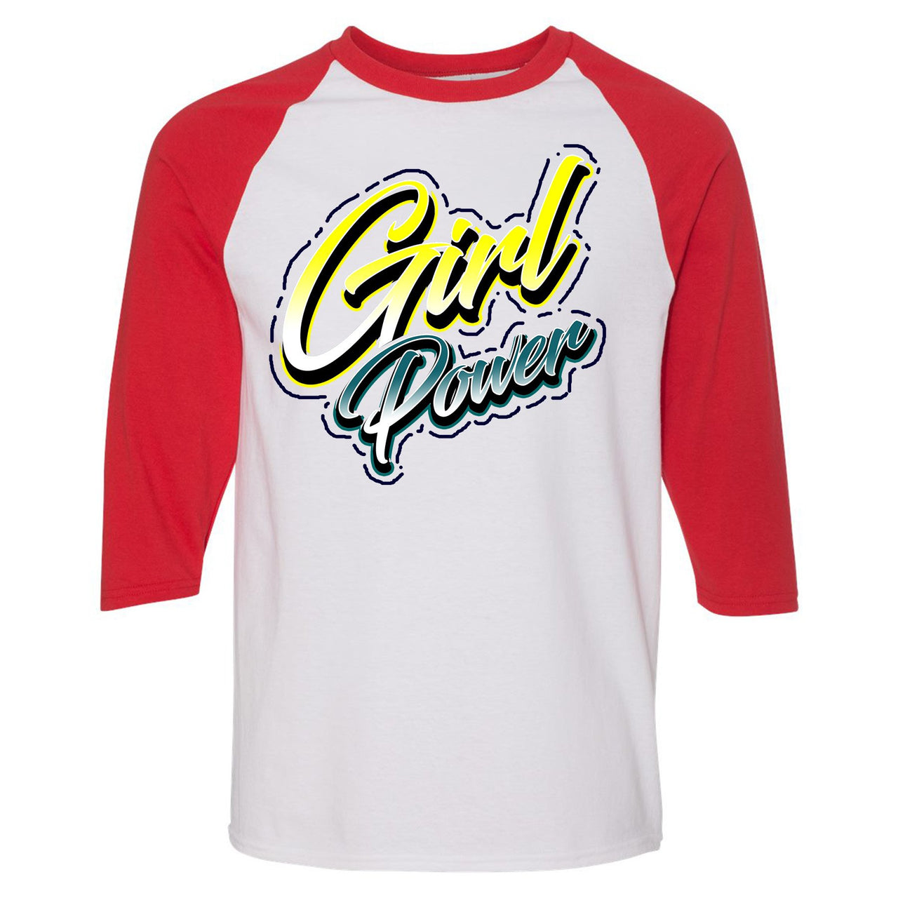 Multicolor 98s Raglan T Shirt | Girl Power, White and Red