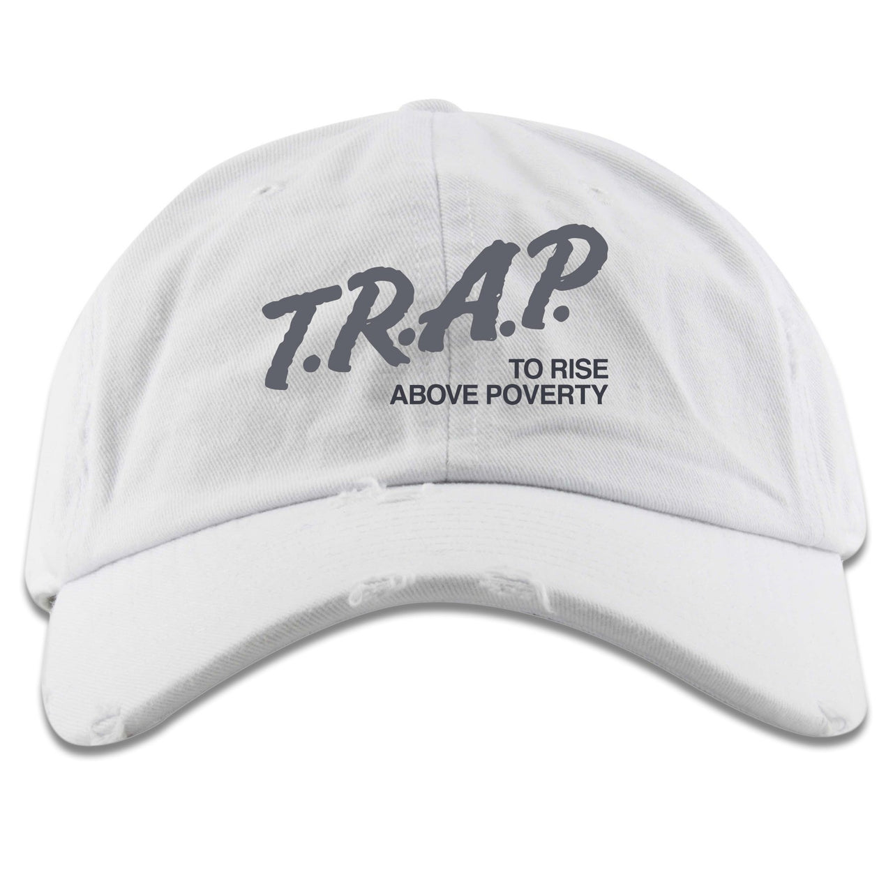 Analog 700s Distressed Dad Hat | Trap Rise Above Poverty, White