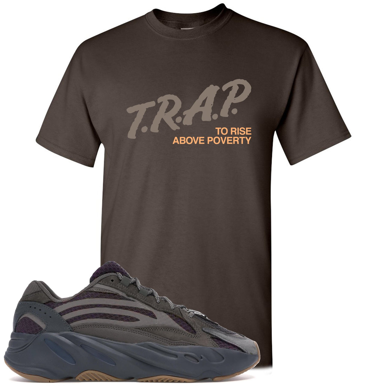 Geode 700s T Shirt | Trap Rise Above Poverty, Dark Chocolate