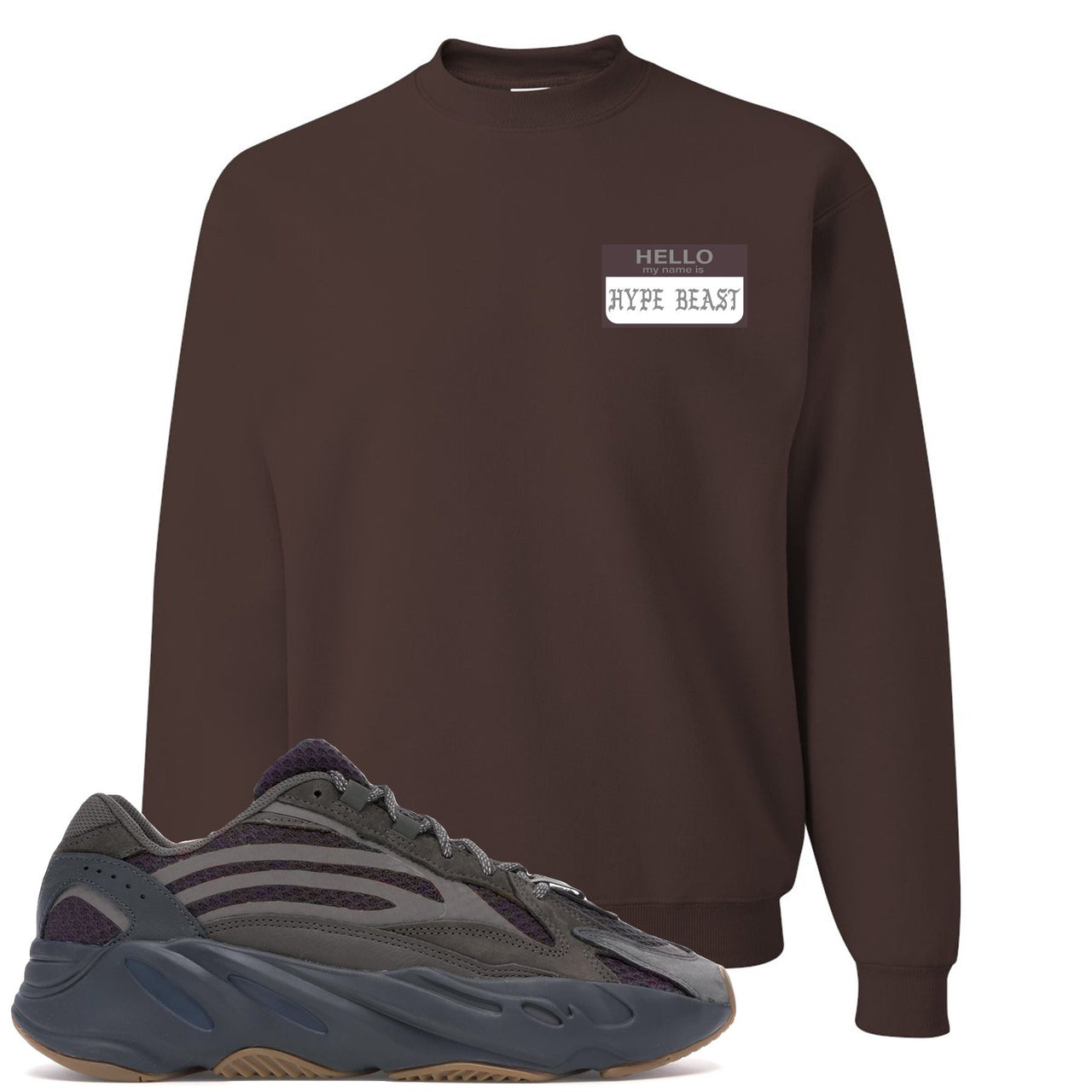 Geode 700s Crewneck Sweater | Hello My Name Is Hype Beast Pablo, Brown