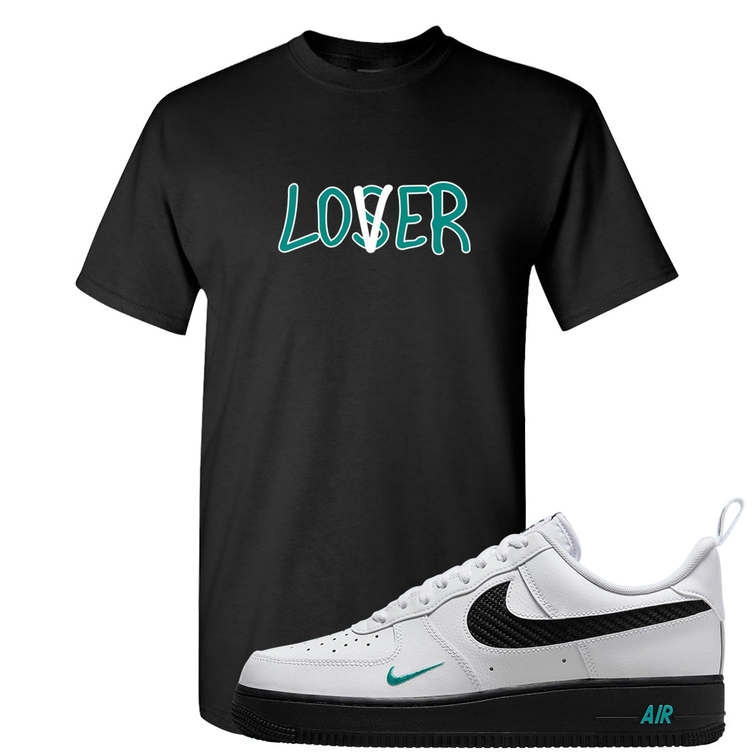 White Black Teal AF1s T Shirt | Lover, Black