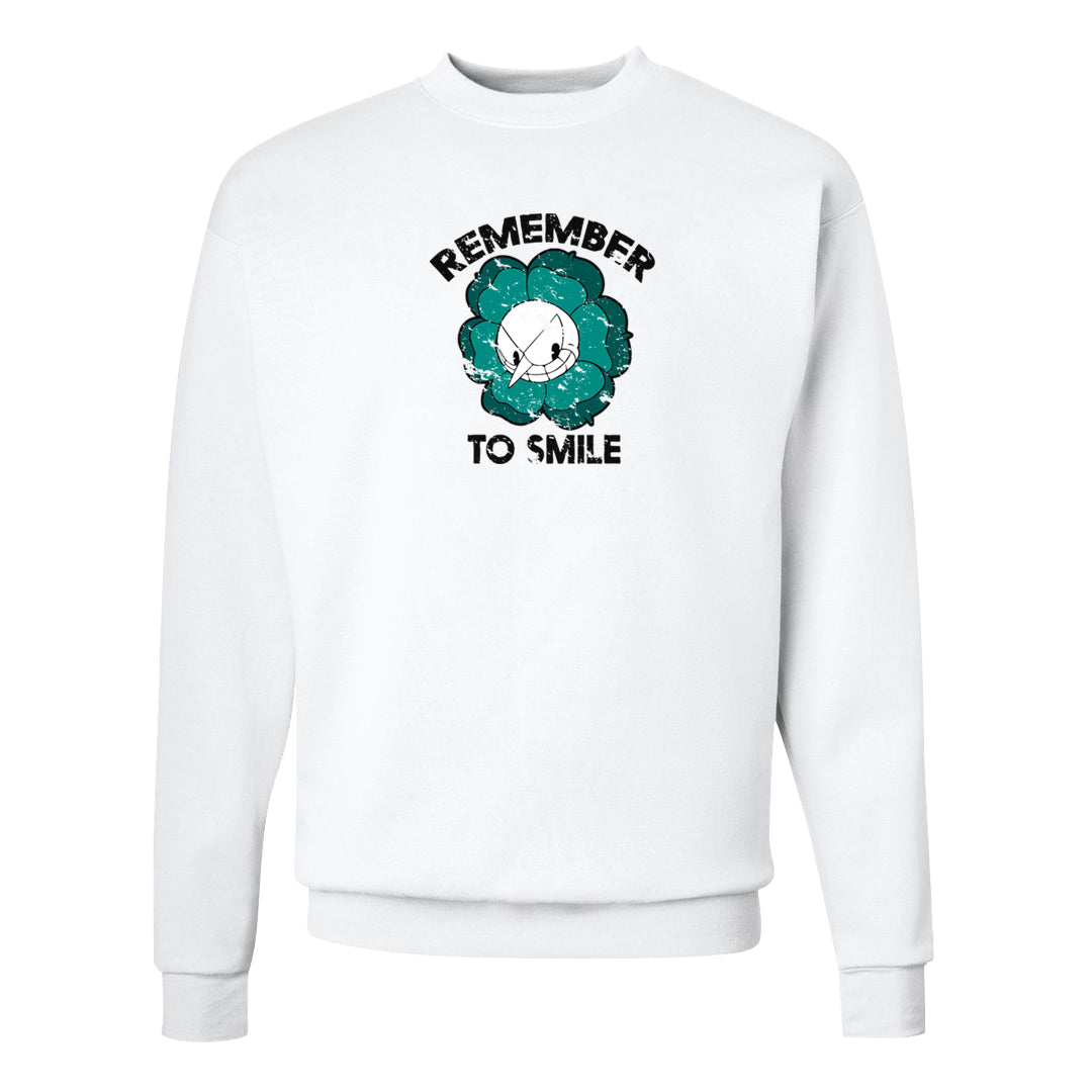 White Black Teal AF1s Crewneck Sweatshirt | Remember To Smile, White