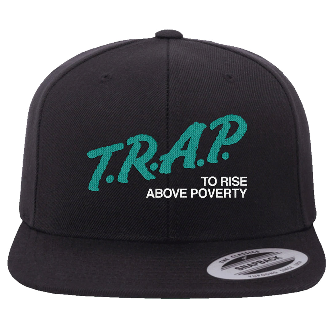 White Black Teal AF1s Snapback Hat | Trap To Rise Above Poverty, Black