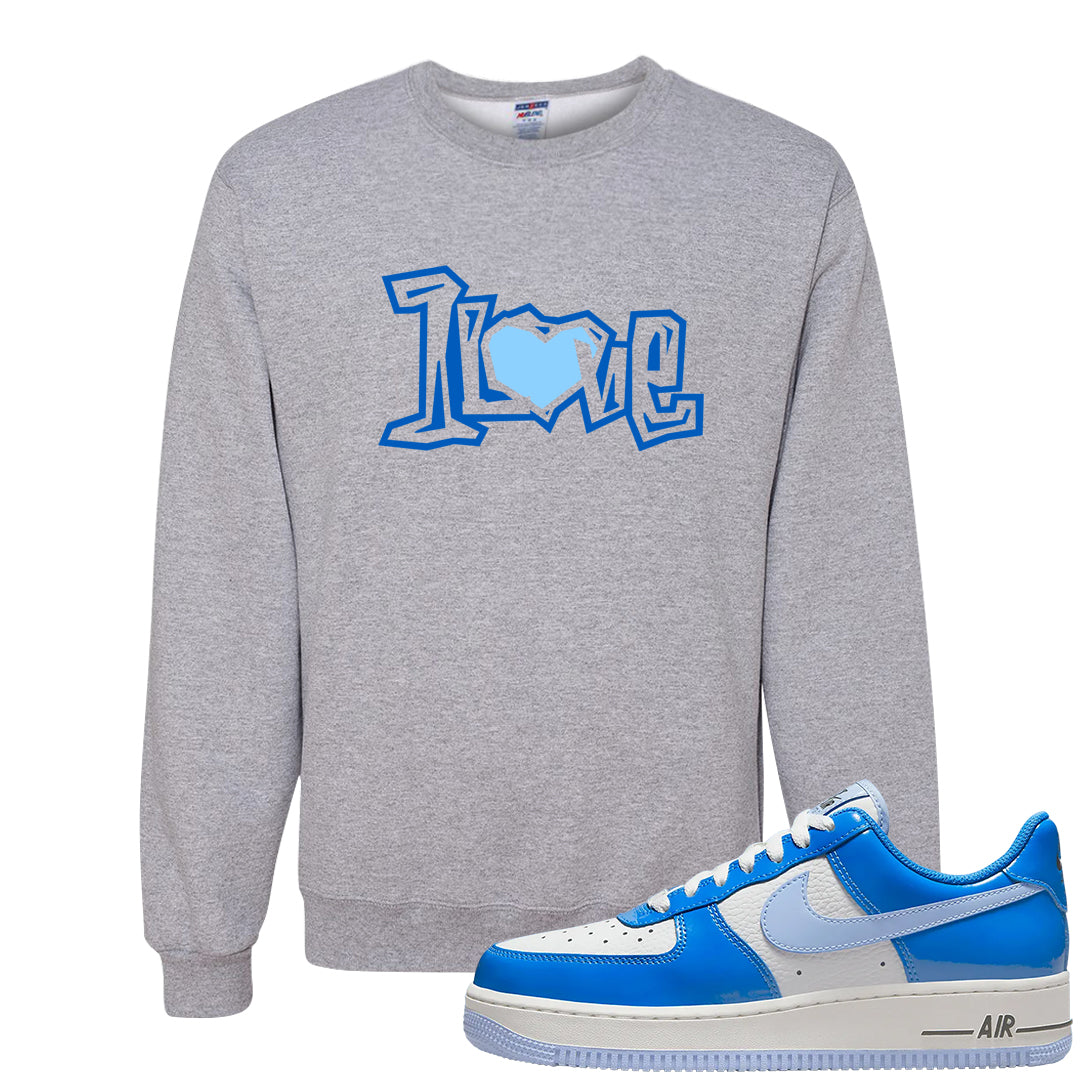 Blue White AF1s Crewneck Sweatshirt | 1 Love, Ash