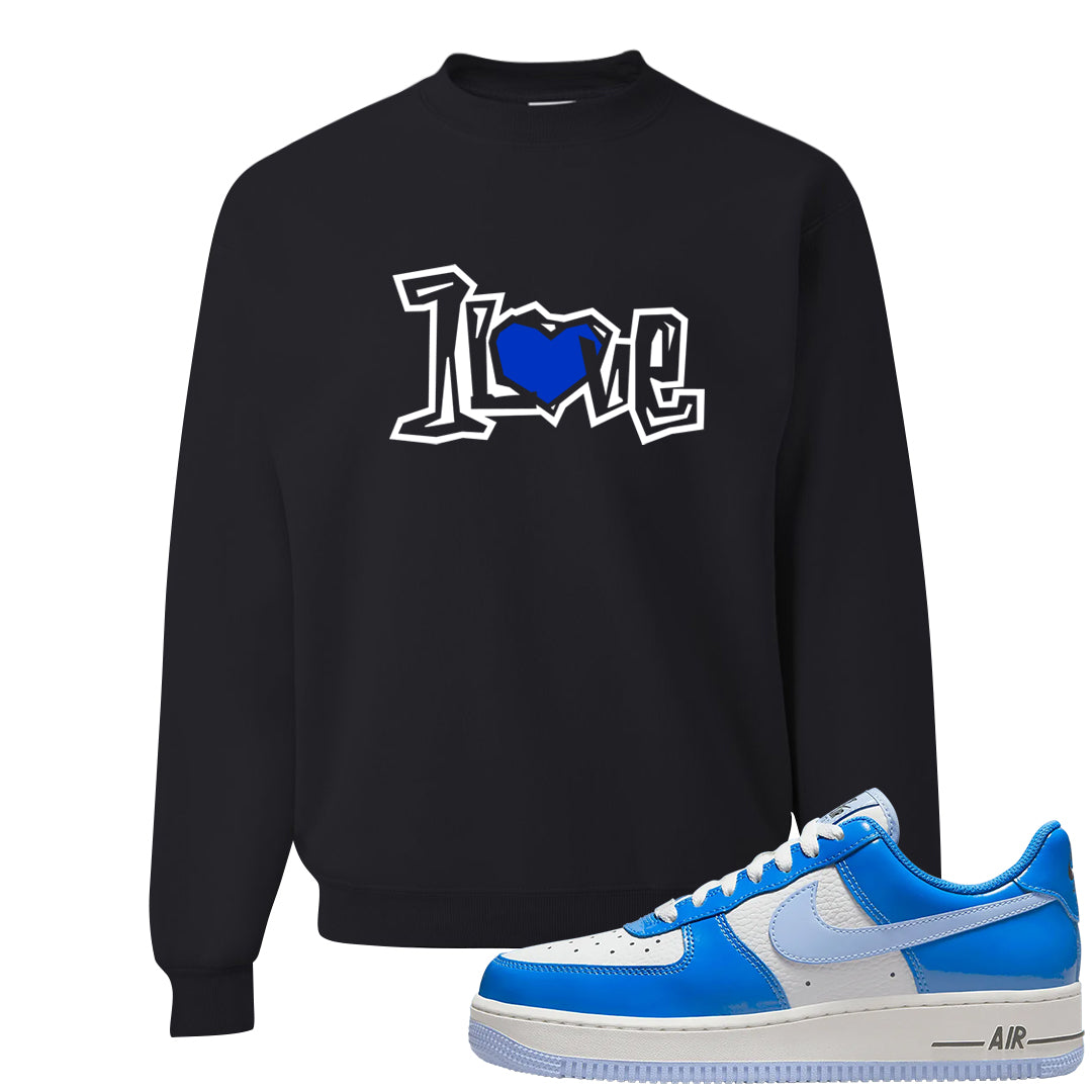 Blue White AF1s Crewneck Sweatshirt | 1 Love, Black