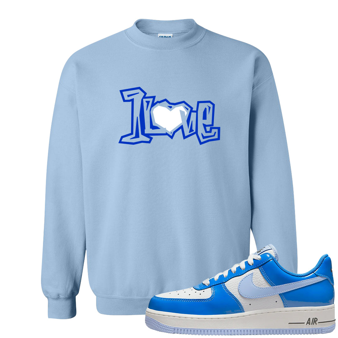 Blue White AF1s Crewneck Sweatshirt | 1 Love, Light Blue