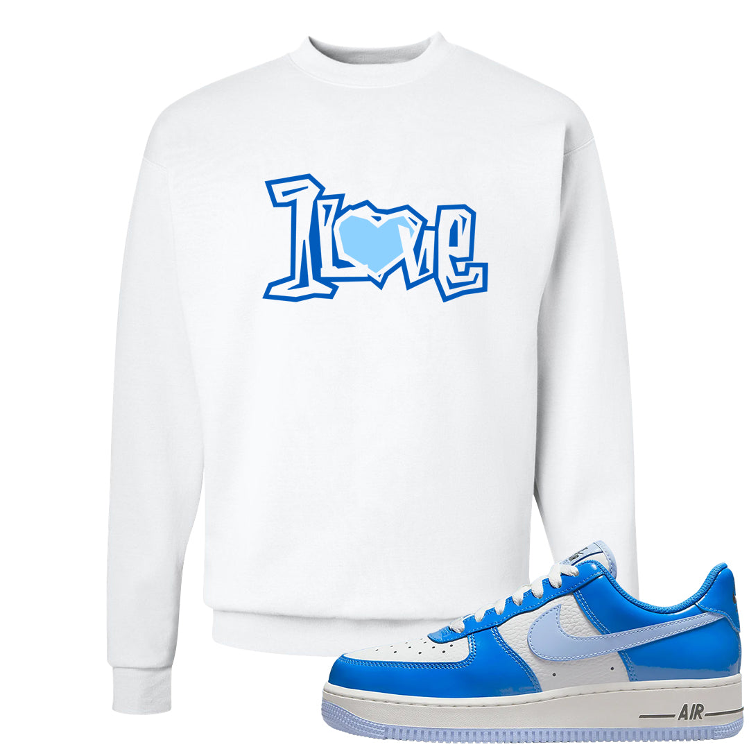 Blue White AF1s Crewneck Sweatshirt | 1 Love, White