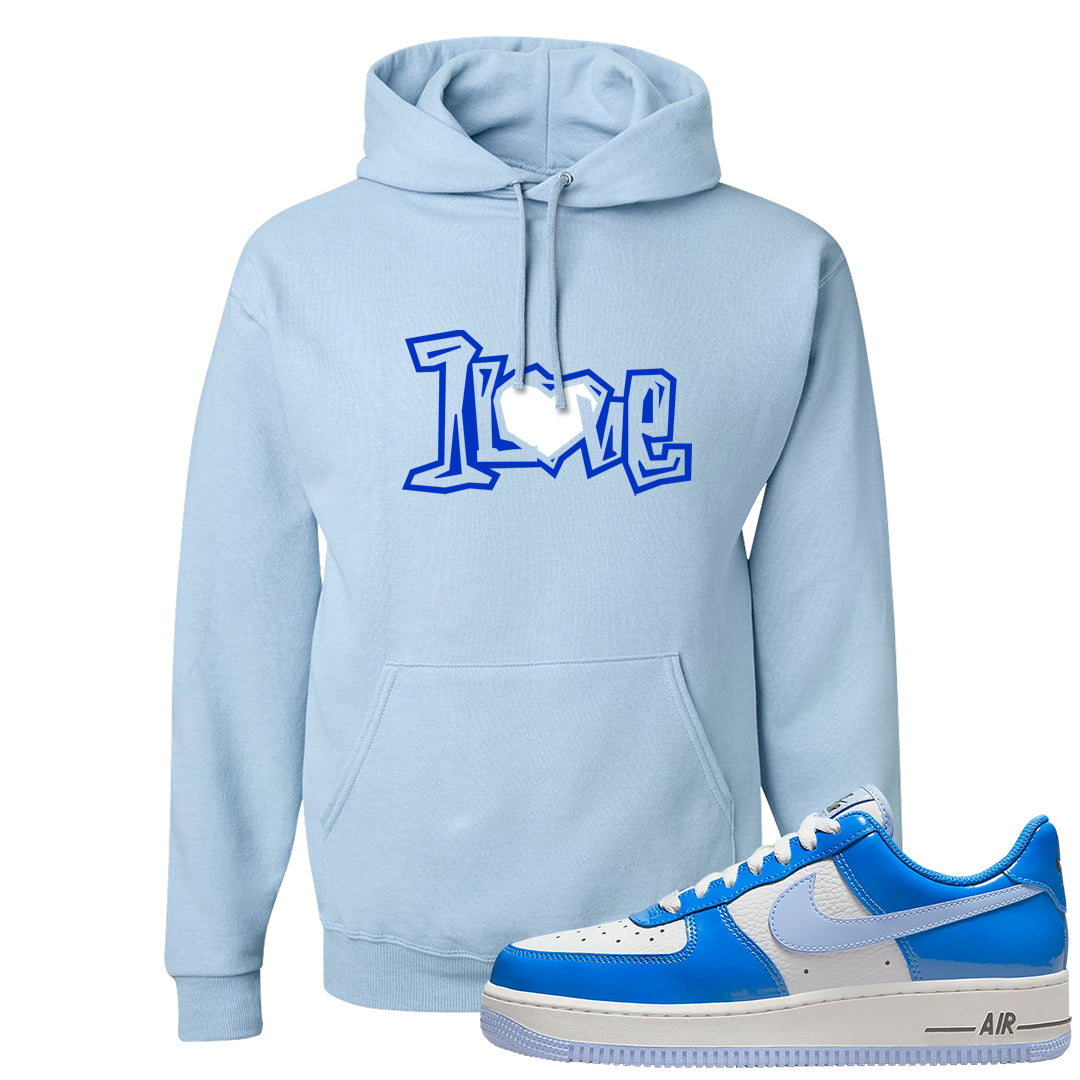 Blue White AF1s Hoodie | 1 Love, Light Blue