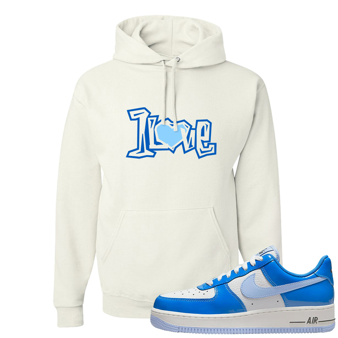 Blue White AF1s Hoodie | 1 Love, White