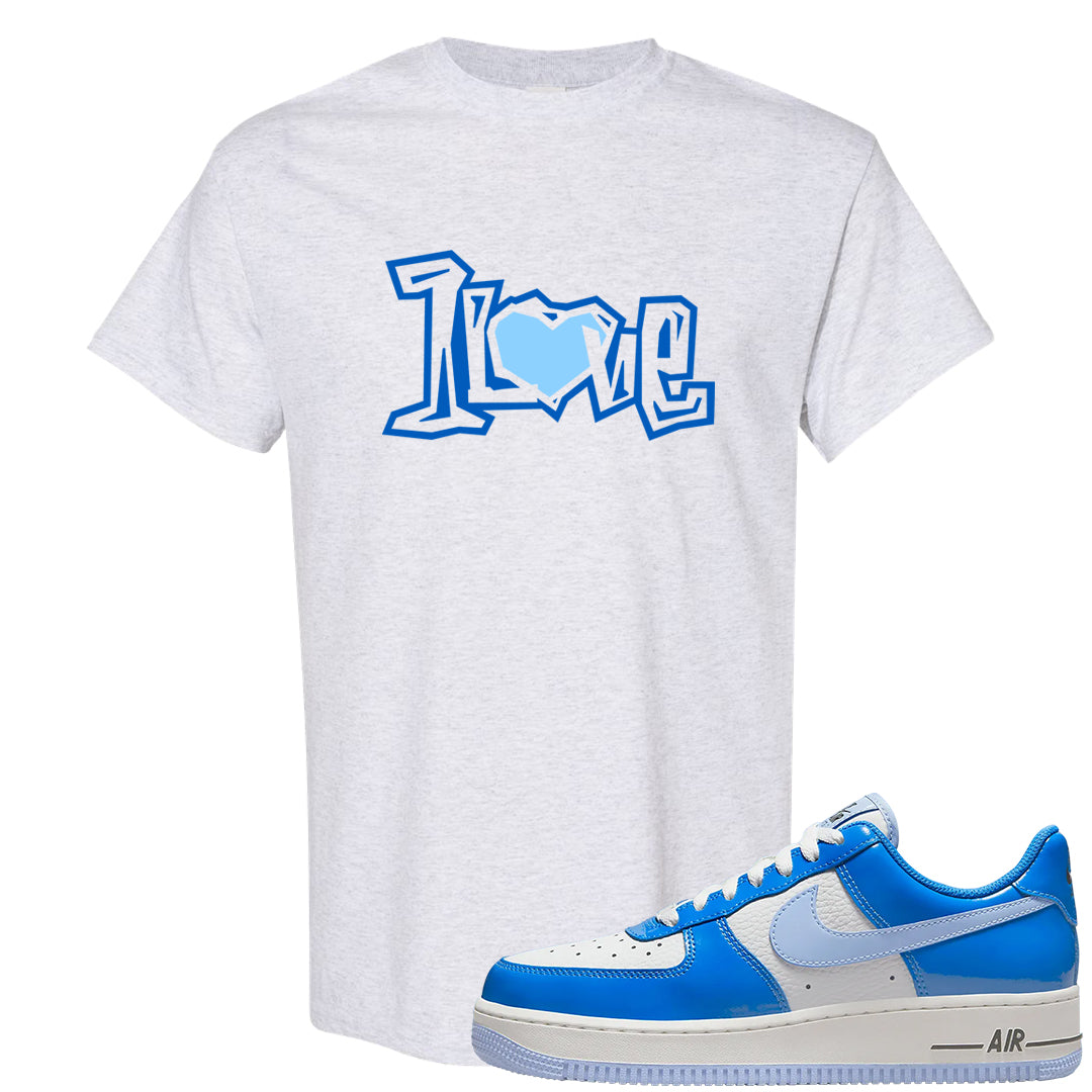 Blue White AF1s T Shirt | 1 Love, Ash