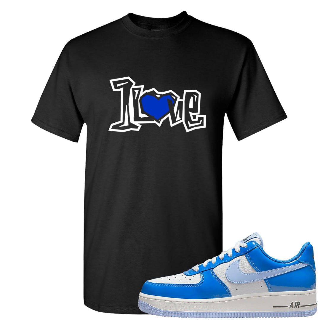 Blue White AF1s T Shirt | 1 Love, Black